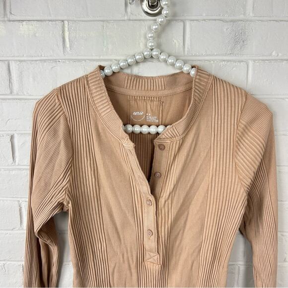 Aerie Road Trip Long Sleeve Henley Ribbed Shirt Size M - Picture 4 of 9